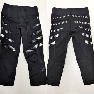 Adidas x Parley AdiZero Black How We Do 3/4 Length Leggings White‎ Small S